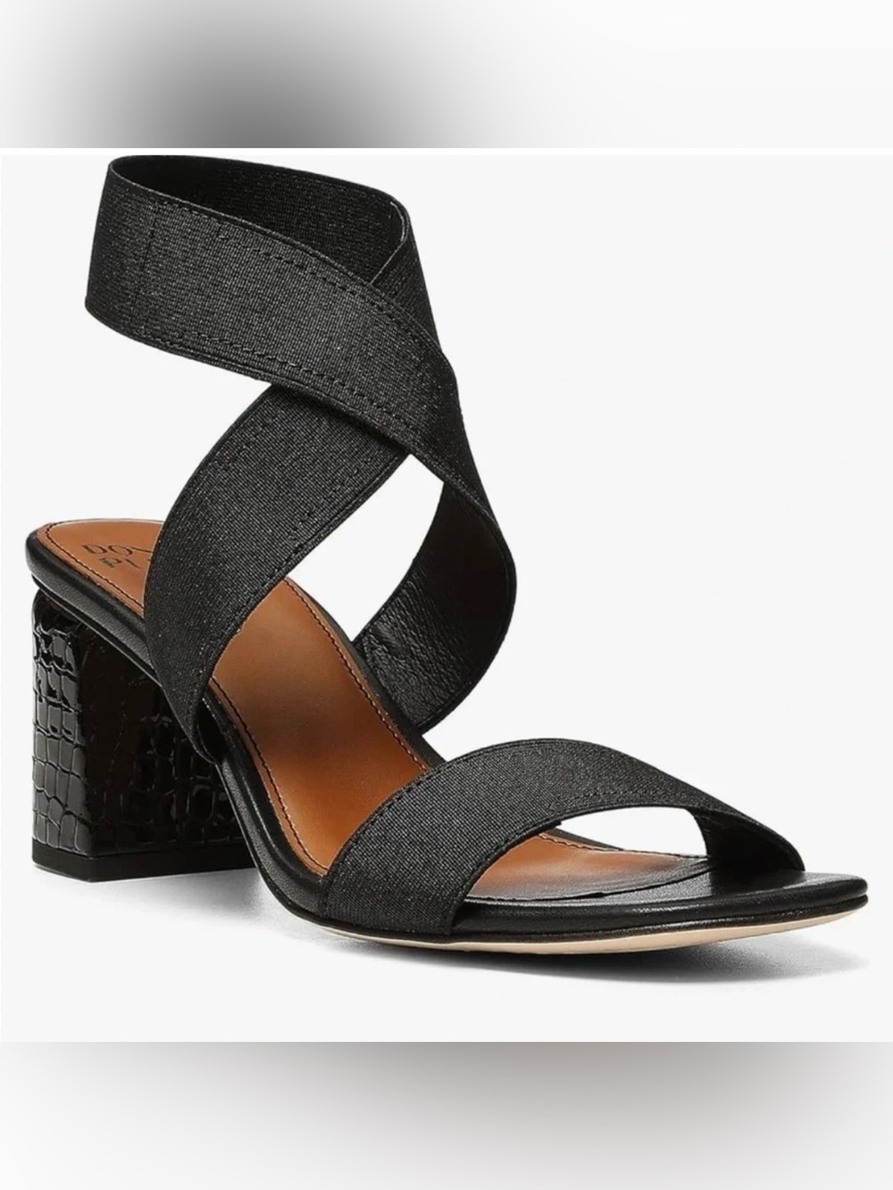 Donald J. Pliner Black Crisscross Block Heel Sandals